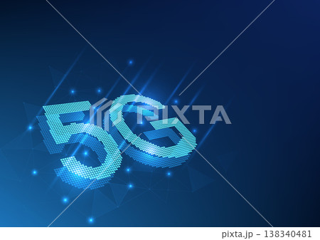 Telecommunications technology The 5G signal behind it is an interconnected network with lights, demonstrating the development of advanced communication networks to distribute signals across the world. 138340481