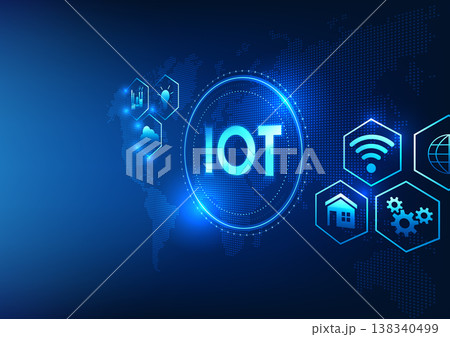 Internet of Things IoT technology lies in the technology circle. It provides real-time access to electronic devices as a system connected to the cloud and the internet. Vector technology illustration Internet of Things IoT technology lies in the technology circle. It provides real-time access to electronic devices as a system connected to the cloud and the internet. Vector technology illustration 138340499