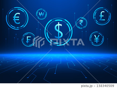 various foreign currency technology background with technology cycle It represents a new era of finance that comes in the electronic money system. by making transactions via the internet various foreign currency technology background with technology cycle It represents a new era of finance that comes in the electronic money system. by making transactions via the internet 138340509