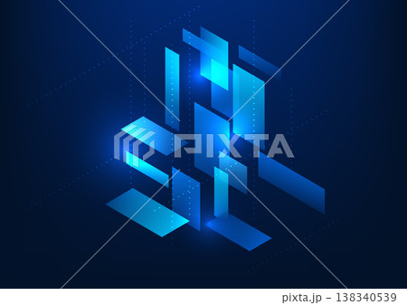 Abstract background technology, geometric squares placed on top of each other at isometric angles vector illustration, brochure, poster 138340539