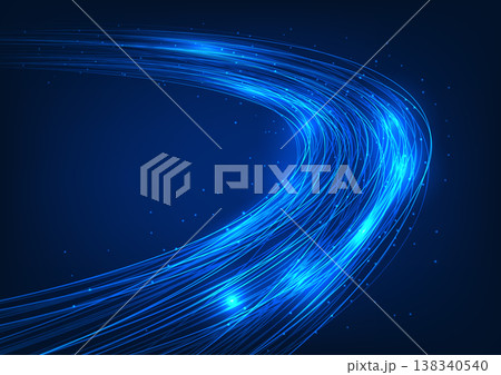 Abstract background technology Overlapping lines of light represent the transmission of large amounts of data being sent over the internet network into servers at high speeds. 138340540