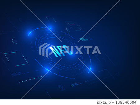 NFC technology, contactless payment using radio wave technology to make transactions, no need to carry a credit card, NFC inside the circle technology, wallpaper, poster, illustration 138340604