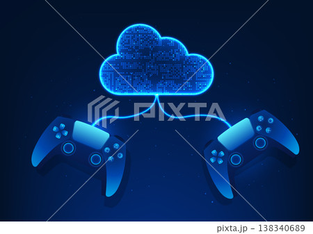 Cloud technology background connected to a gamepad or Cloud Gaming, a technology that allows you to play games through remote servers in the Data Center, is processed through the server. Cloud technology background connected to a gamepad or Cloud Gaming, a technology that allows you to play games through remote servers in the Data Center, is processed through the server. 138340689