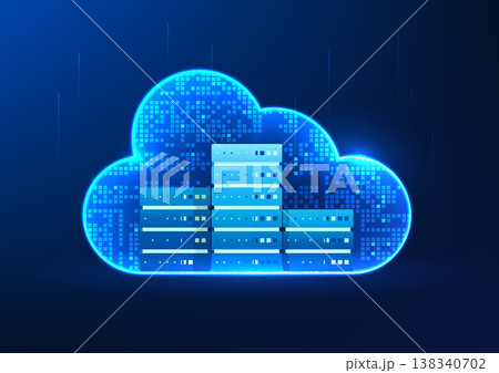 Cloud technology connected to servers shows the connection of storage space to servers, which can be accessed through the Internet network. It has a high security system. 138340702