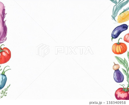 夏野菜の水彩画風のイラストが横にある 138340958