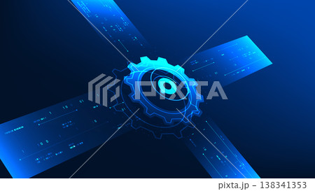 Technology background gear integrated with digital elements, representing industrial innovation, automation, technological growth, smart systems, and the advancement of modern digital engineering. Technology background gear integrated with digital elements, representing industrial innovation, automation, technological growth, smart systems, and the advancement of modern digital engineering. 138341353