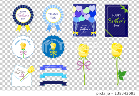 父の日イラストセット｜ありがとう・メッセージ素材・バラ・ロゼット 138342093