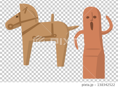 馬と人の形をした埴輪のイメージイラスト 138342522
