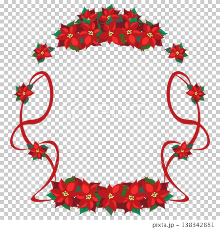 Poinsettia and ribbon frame illustration Poinsettia and ribbon frame illustration 138342881