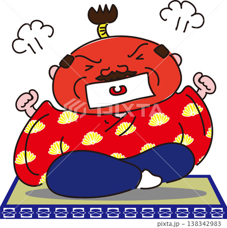 上座に座って怒るお殿様のイラスト 138342983