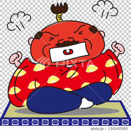 上座に座って怒るお殿様のイラスト 138342983