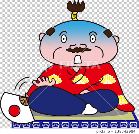 An illustration of a lord sitting in the place of honor and looking shocked. 138342984