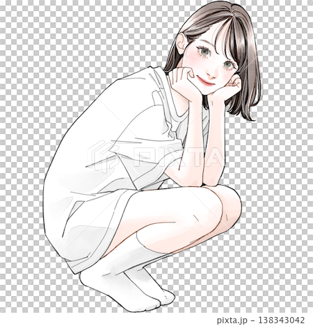 squatting woman 138343042