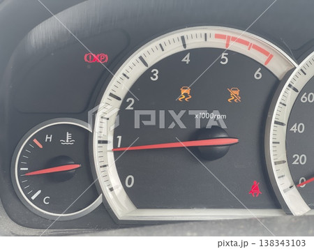 Vehicle Dashboard Tachometer With Warning Lights Vehicle Dashboard Tachometer With Warning Lights 138343103