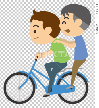 自転車で二人乗りをする男性のイメージイラスト 138343111