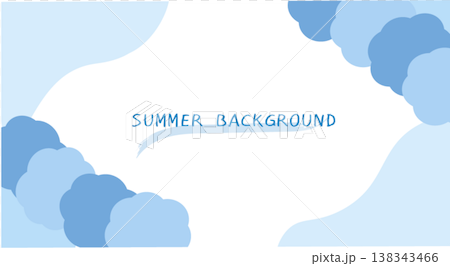 シンプルなブルーのバナーイラスト　夏バナー　夏の背景素材　抽象背景 138343466