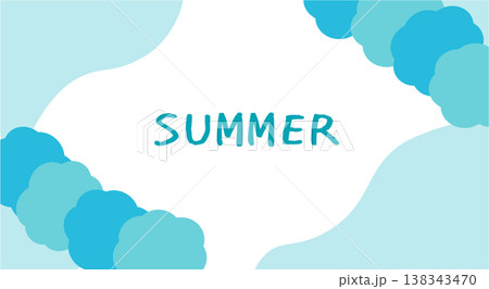 シンプルなブルーのバナーイラスト　夏バナー　夏の背景素材　抽象背景 138343470