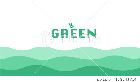 シンプルなブグリーンのバナーイラスト　夏バナー　夏の背景素材　抽象背景　春バナー　春の背景 緑 138343714