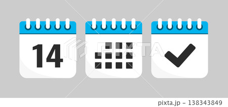 Set icons page calendar - day 14, agenda, done Set icons page calendar - day 14, agenda, done 138343849