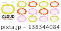 Wavy fluffy cloud label collection. Rounded edges for promo frames. Cute kid text boxes. 138344084