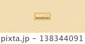 Seamless waffle texture pattern. Crispy wafer background with realistic 3D cells. 138344091