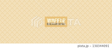 Seamless waffle texture pattern. Crispy wafer background with realistic 3D cells. 138344091