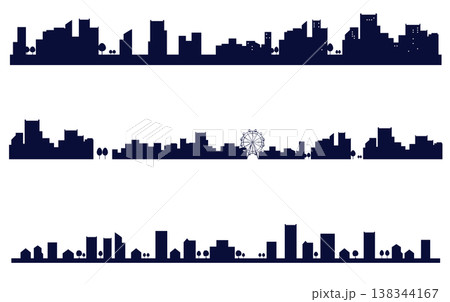 シンプルな街並みのシルエットイラストのセット　背景イラスト 138344167