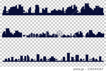 シンプルな街並みのシルエットイラストのセット　背景イラスト 138344167