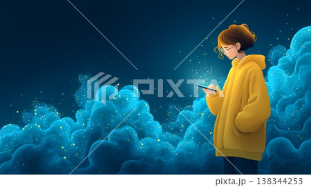 AIビジネススマホネットワーク未来イラスト 138344253