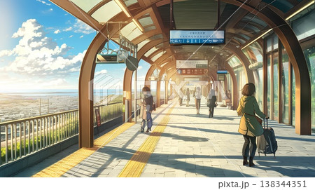 駅のホームで電車を待つ女性 138344351