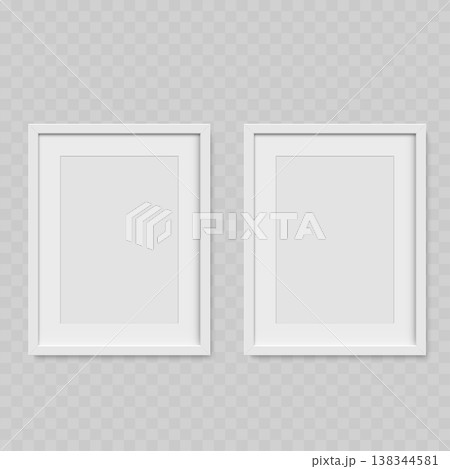 Realistic White Picture Frame Mockup Set. Vector Three Blank Vertical Poster Templates with Passepartout Realistic White Picture Frame Mockup Set. Vector Three Blank Vertical Poster Templates with Passepartout 138344581