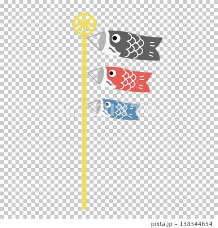 Children's Day materials: Simple illustration of carp streamers in black, red, and blue. Children's Day, May. Children's Day materials: Simple illustration of carp streamers in black, red, and blue. Children's Day, May. 138344654