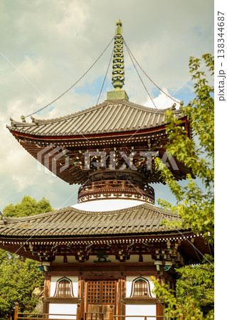五重塔と青空の寺院建築 temple pagoda photo 138344687