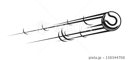 Tennis game ball strike air trail. Tennis shoot air effect, sport ball acceleration fly motion tail. Game strike movement trace 138344708