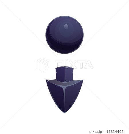 Pirate font or corsair type and Caribbean cartoon marine typeface, vector piracy typography. Punctuation mark or semicolon sign in shape of cannonball and arrowhead weapon for pirate font typeface 138344954