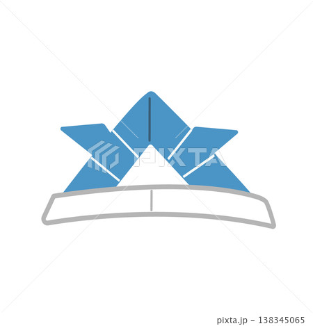 こどもの日の素材　折り紙の兜　イラスト　シンプルなイラスト　5月素材　子供の日 138345065