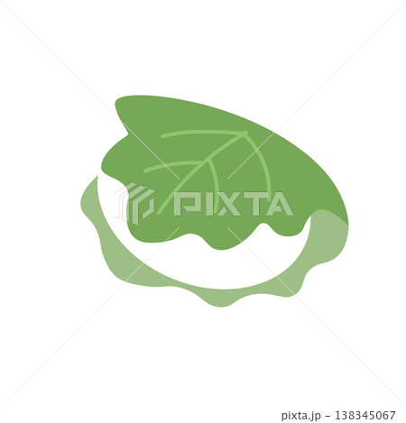 こどもの日の素材　柏餅のシンプルなイラスト　子供の日　5月素材　和菓子  138345067