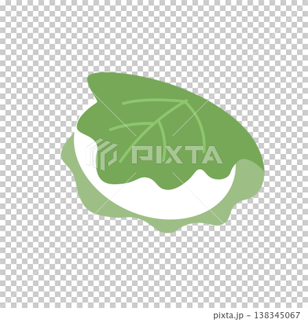 こどもの日の素材　柏餅のシンプルなイラスト　子供の日　5月素材　和菓子  138345067