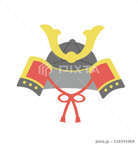 こどもの日の素材　兜のイラスト　シンプル　5月素材　子供の日　かぶと 138345069