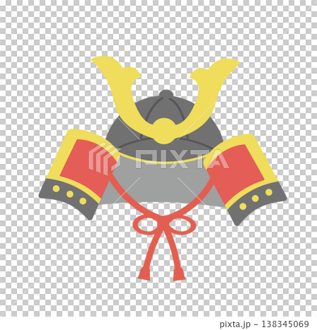 こどもの日の素材　兜のイラスト　シンプル　5月素材　子供の日　かぶと 138345069