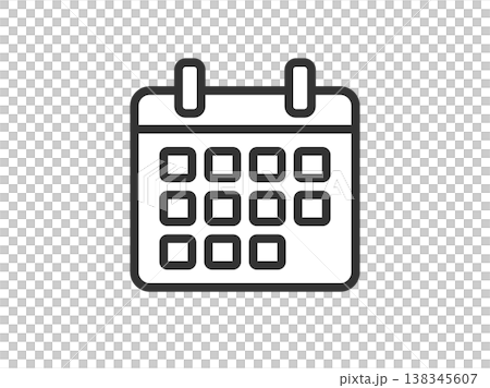 シンプルな、カレンダーのアイコン(線画)のイラスト シンプルな、カレンダーのアイコン(線画)のイラスト 138345607