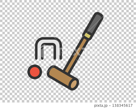 門球圖示（線條畫，彩色）插圖 138345617