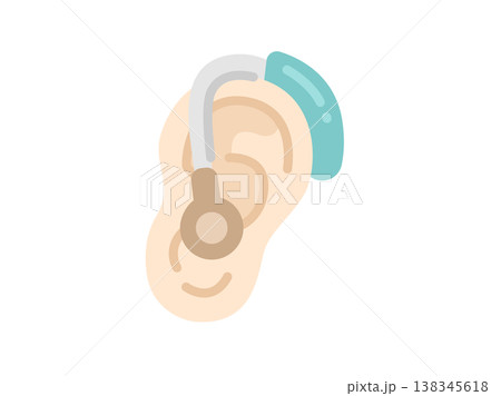 耳につけた、補聴器のアイコンのイラスト 138345618
