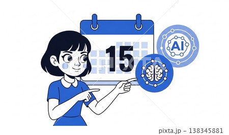 AIスケジュール管理を行う会社員 業務効率化 AIビジネス シンプル人物 138345881