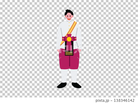 An illustration of a man wearing traditional Thai ethnic clothing. 138346142