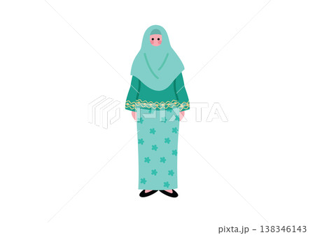 マレーシアの伝統的な民族衣装を着た女性のイラスト 138346143