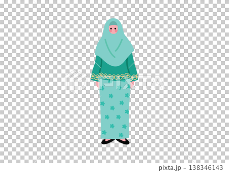 Illustration of a woman wearing traditional Malaysian ethnic clothing. Illustration of a woman wearing traditional Malaysian ethnic clothing. 138346143