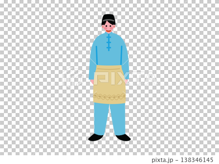 一幅描繪身著納拉西亞傳統民族服裝的男子的插圖。 138346145