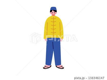 シンガポールの伝統的な民族衣装を着た男性のイラスト 138346147