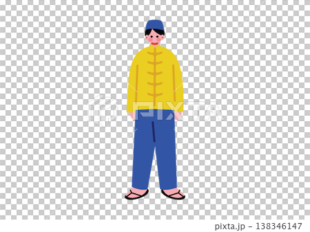 シンガポールの伝統的な民族衣装を着た男性のイラスト 138346147
